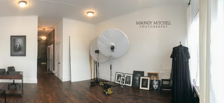 A photo of the front room at Maundy Mitchell's street-level studio at 62 Main Street in Plymouth, NH