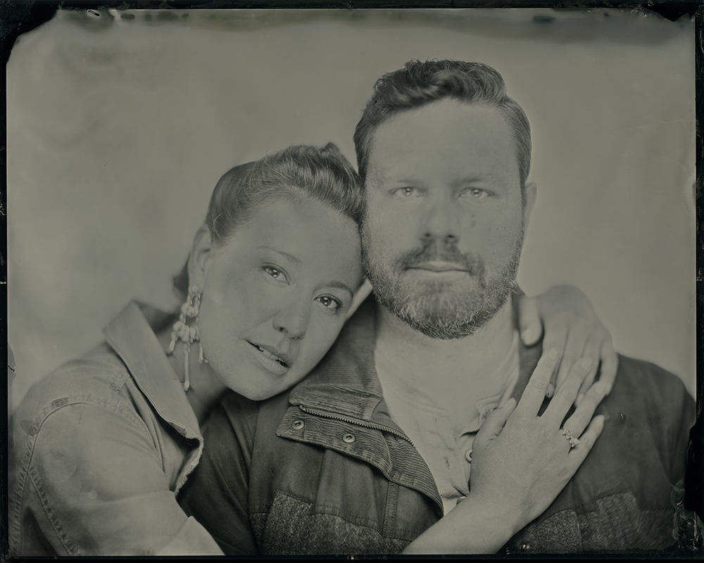 Tintype portrait of a couple by Maundy Mitchell