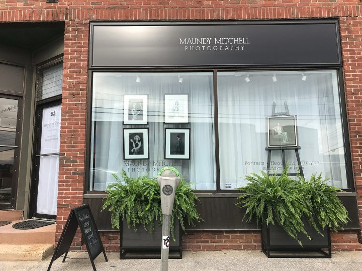 The outside of Maundy Mitchell's street-level storefront photography studio at 62 Main Street, Plymouth, NH