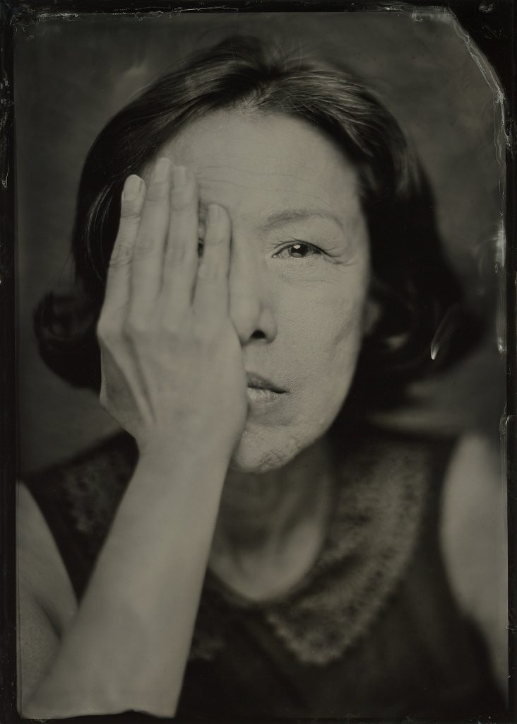 Wet plate collodion (tintype) portrait of Hwa-Kyung Chang by NH photographer Maundy Mitchell