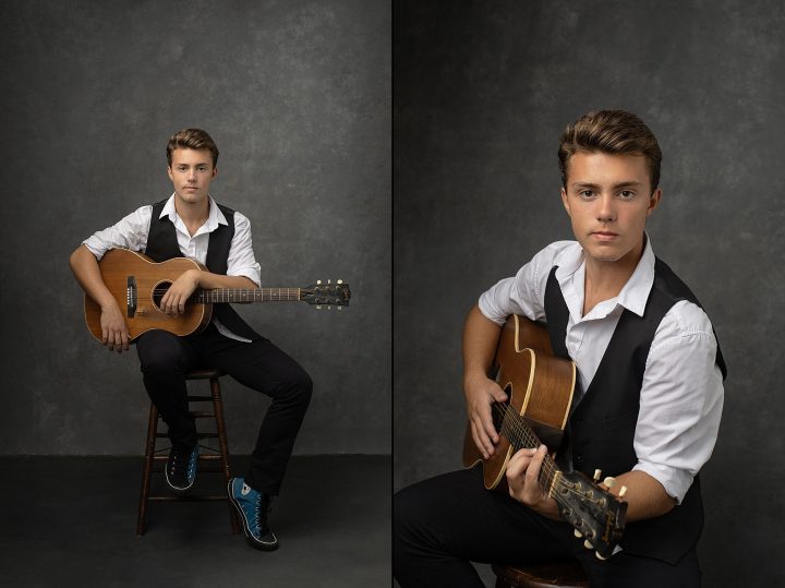 Senior photos with acoustic guitar