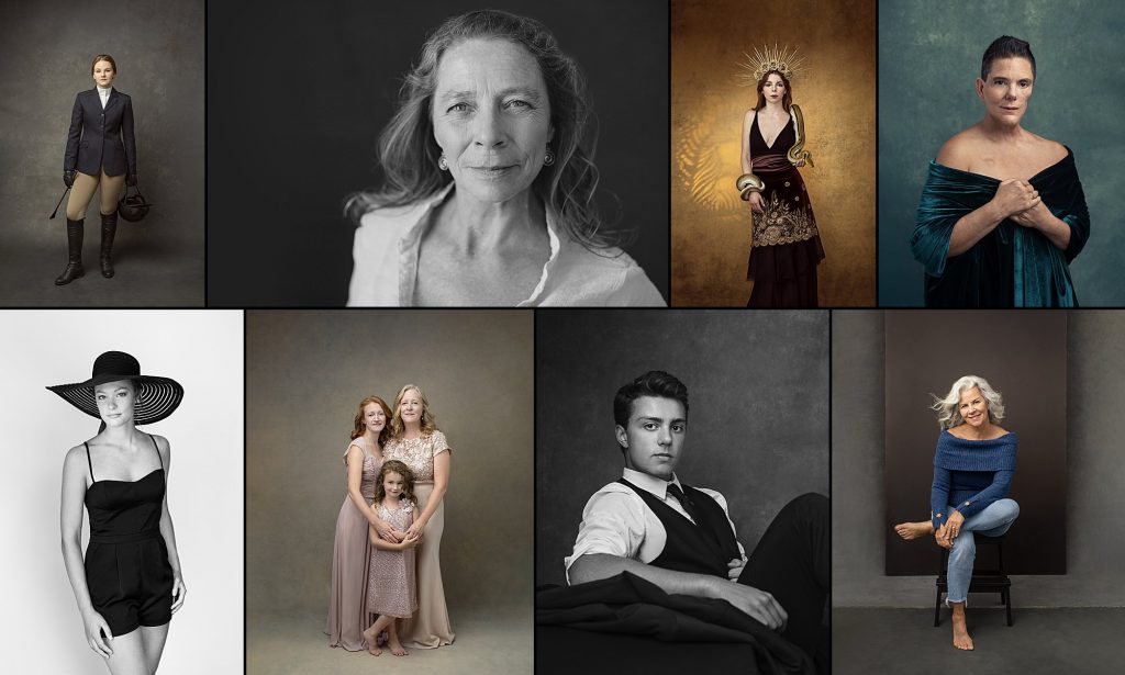 A collage of Maundy Mitchell's award-winning portrait photographs