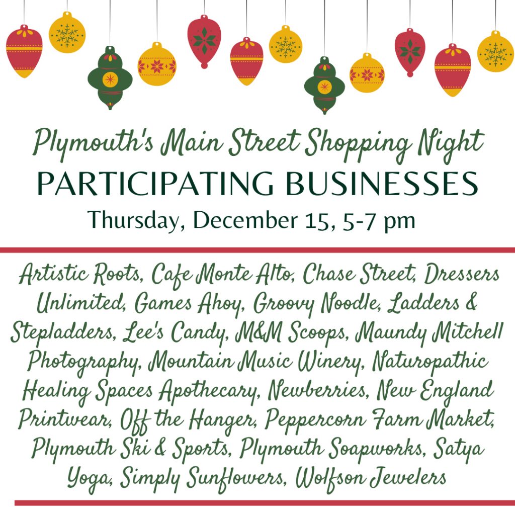Plymouth's Main Street Shopping Night - list of participating businesses