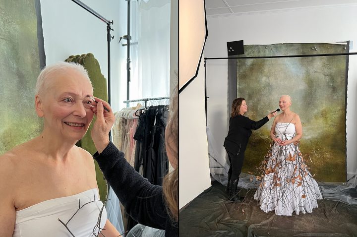 Behind the scenes at Rebecca's Over 50 Revolution portrait session - professional hair and makeup styling by Donna Cotnoir
