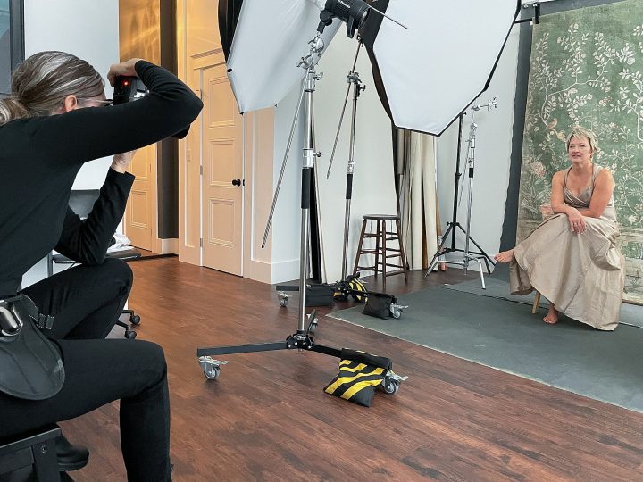 Behind the scenes during Carol's portrait session for Unforgettable: the Over 50 Revolution at Maundy Mitchell Photography