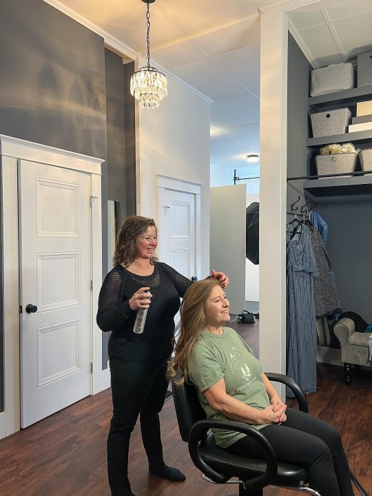 Behind the scenes at the start of Kathy's portrait experience for Extraordinary: the Over 50 Revolution.  Hair & makeup styling by Donna Cotnoir