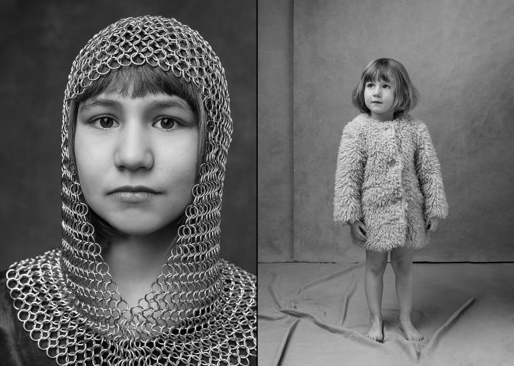 Black and white portraits of sisters