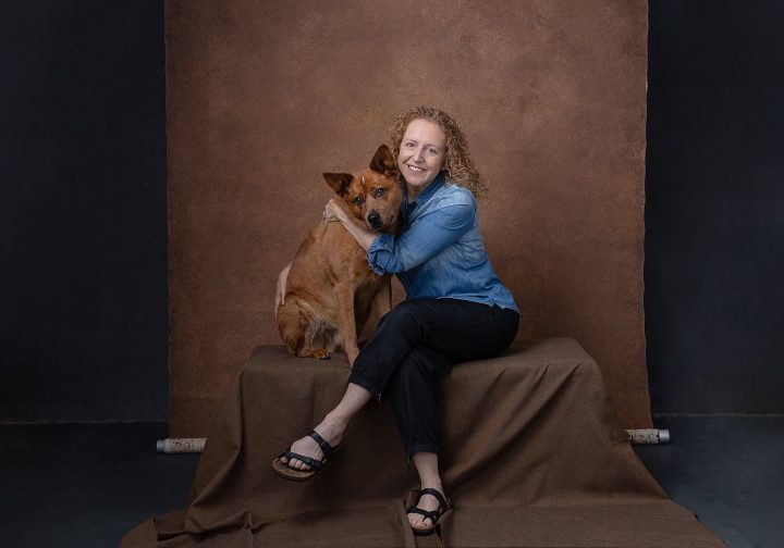 A portrait of Jessie with her dog for Extraordinary: the Over 50 Revolution
