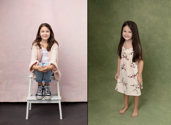 Two portraits of young sisters