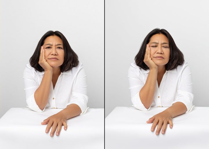 Two portraits of Lisa, one with her eyes open, one with her eyes closed. She was open to breaking the "rules" of portraiture.