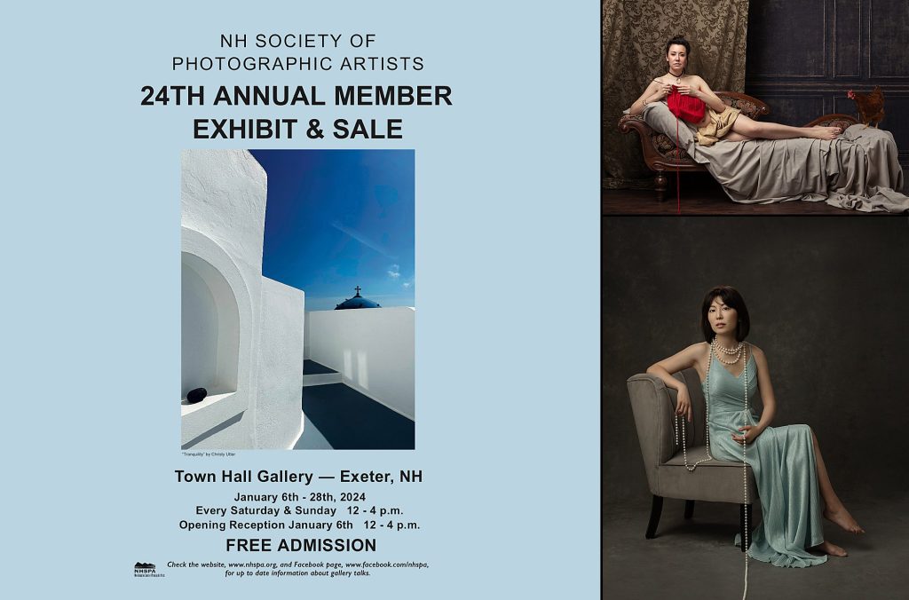 NH Society of Photographic Artists 24th Annual Exhibit - poster and two portraits