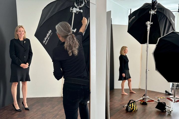 Behind the scenes photos during a headshot and personal branding session for a New Hampshire attorney